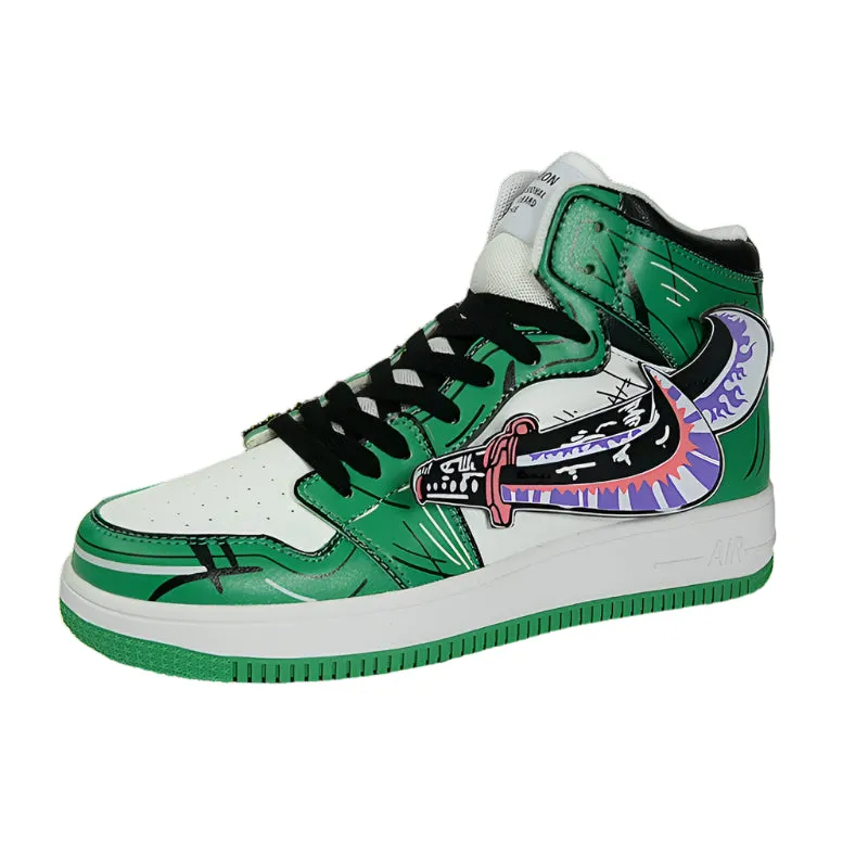 2025 One Piece Luffy Anime Canvas Sneakers – Casual Basketball Shoes, Cartoon Print, Comfortable Flats, Perfect Birthday Gift for Fans