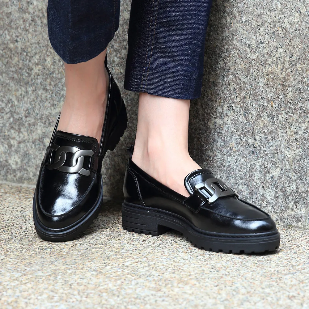 Arezzo Metallic Chain Loafers (Nero)