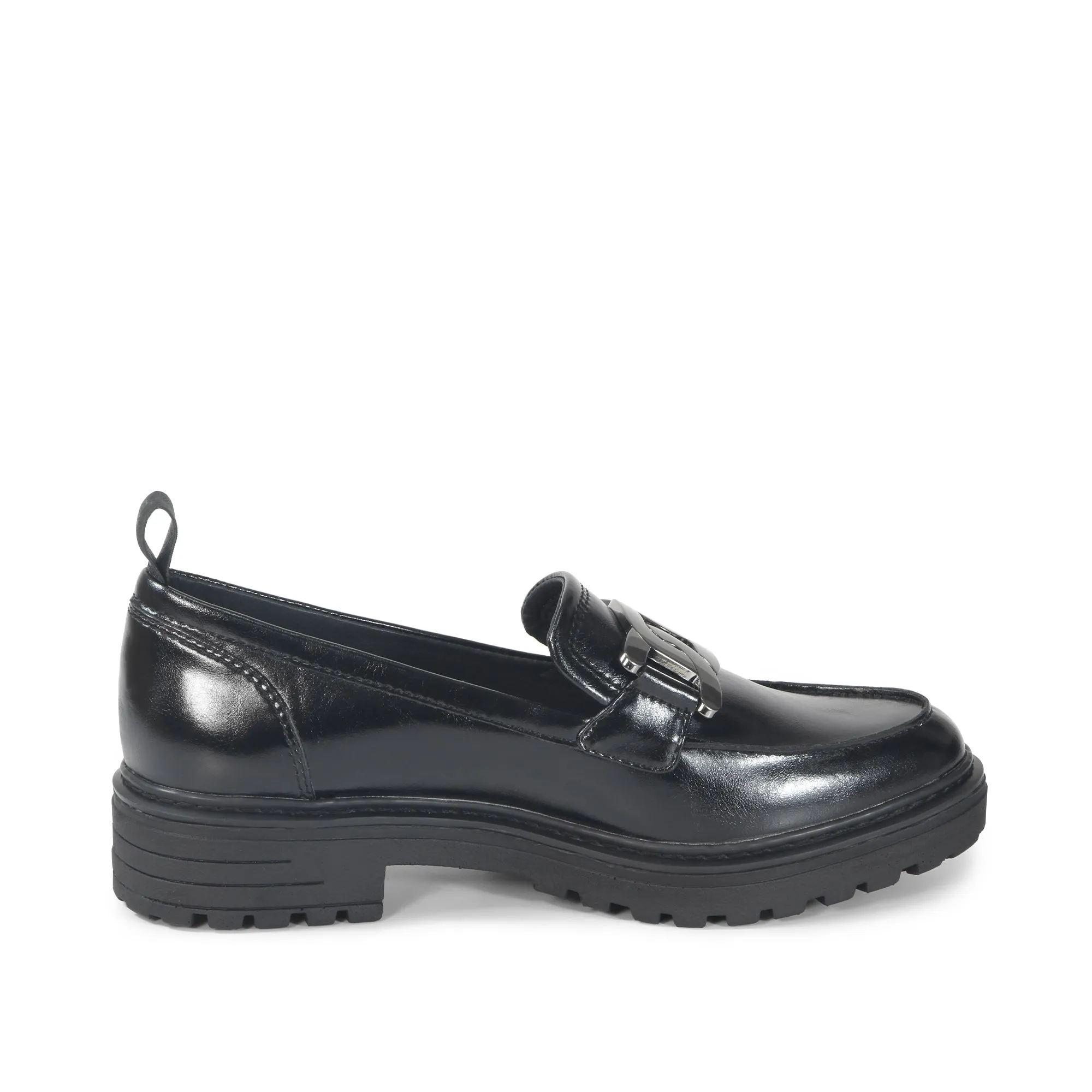 Arezzo Metallic Chain Loafers (Nero)