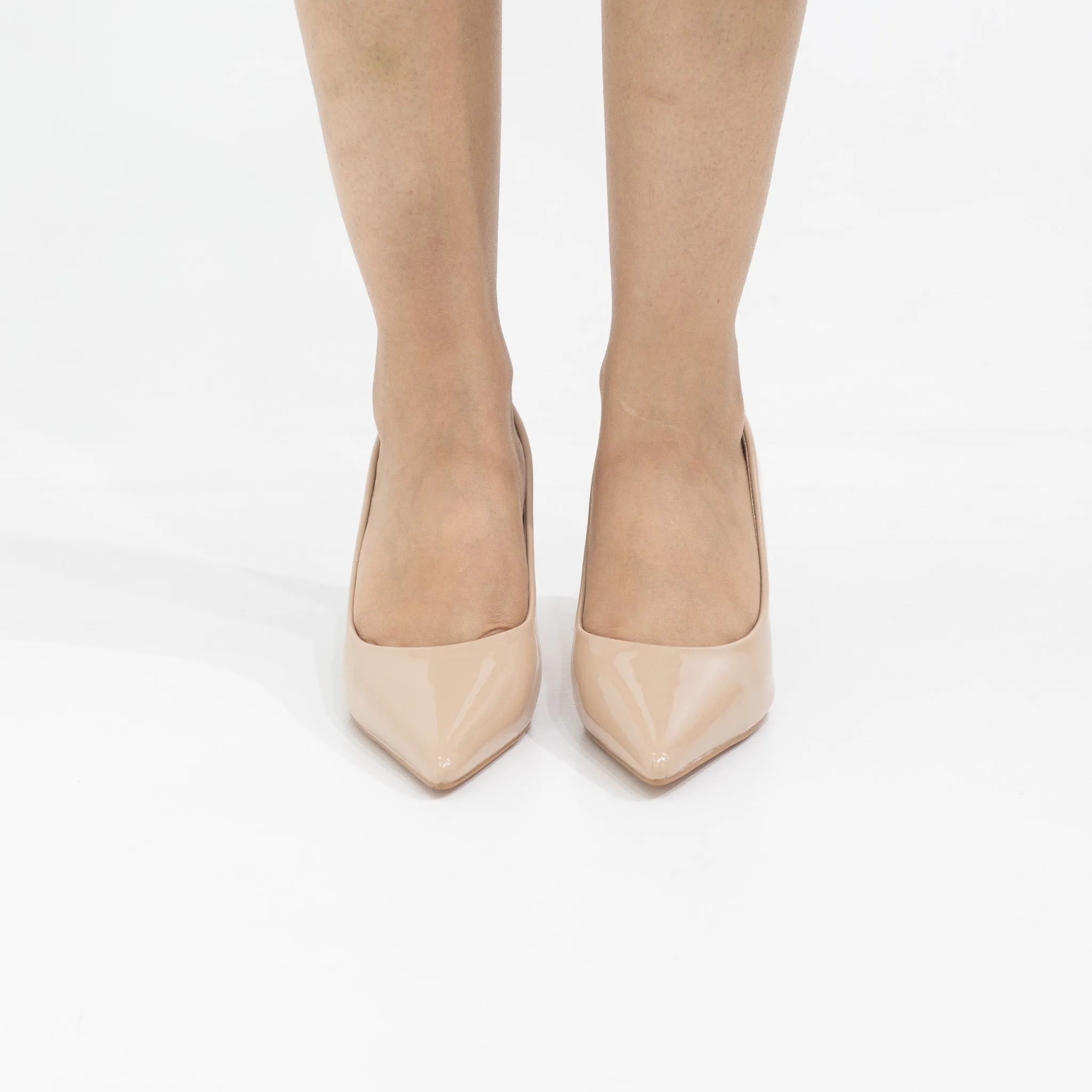 Bavisha 7cm heel pointy pat court nude