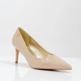 Bavisha 7cm heel pointy pat court nude