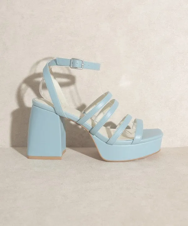 Blue Summer Thick Heel High Heels