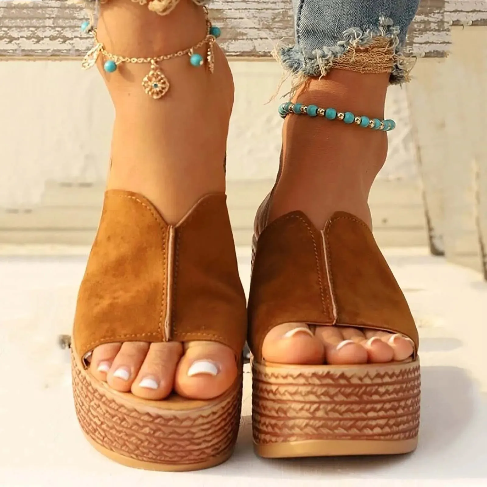 Brown Wedge Sandals