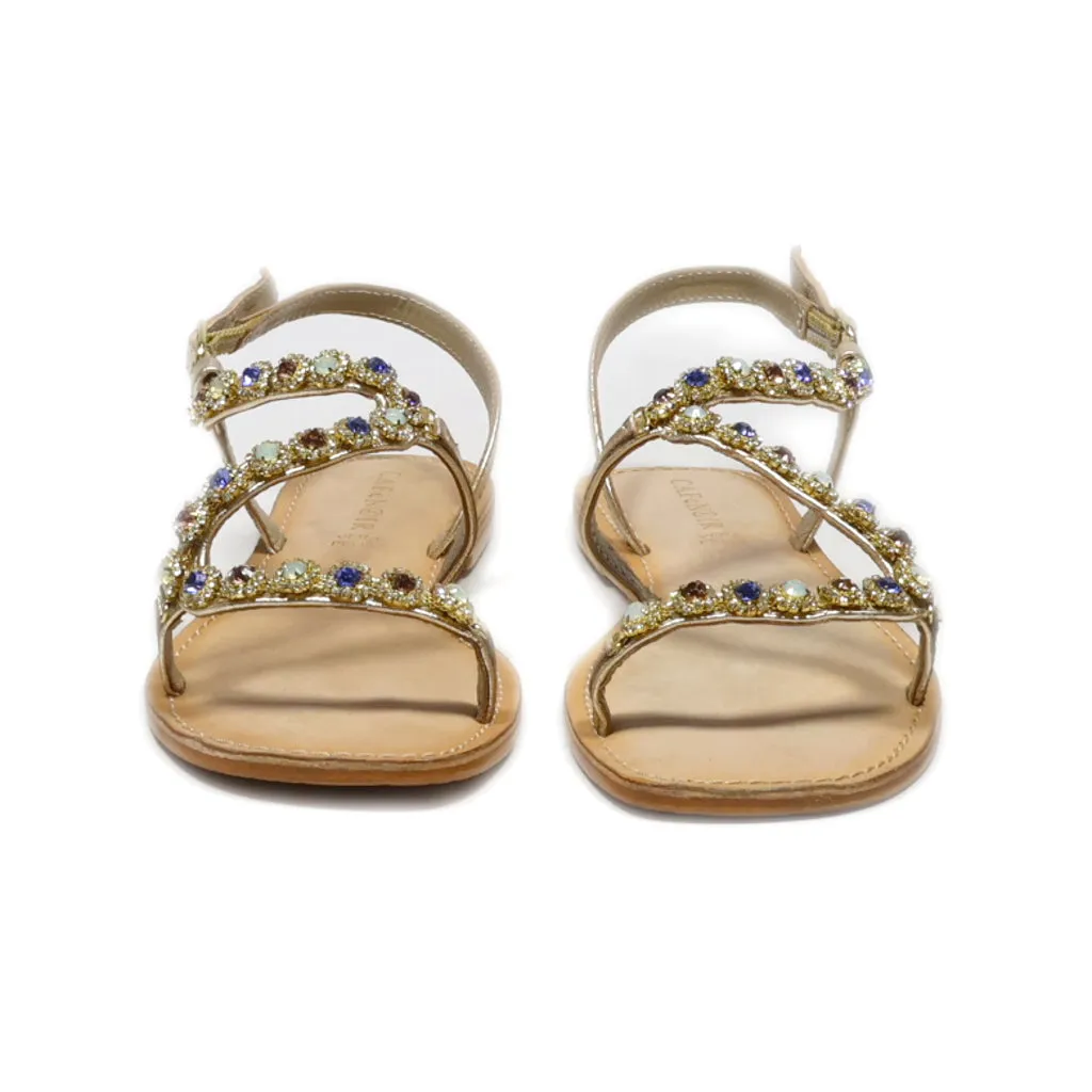 Cafenoir Flat Sandals Fabric Gold Colour For Women