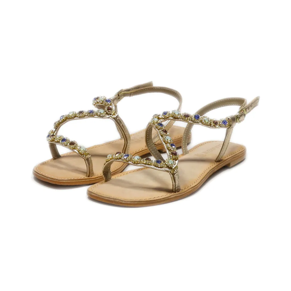 Cafenoir Flat Sandals Fabric Gold Colour For Women