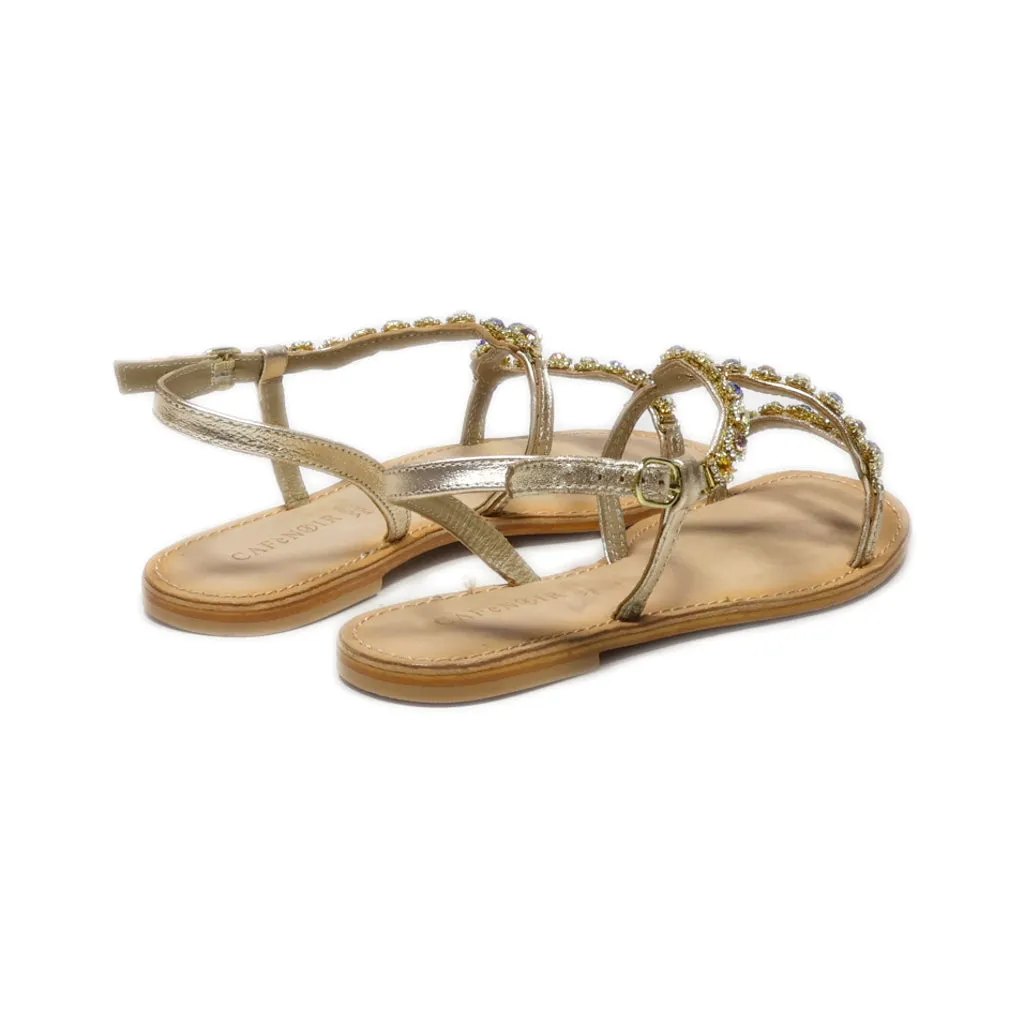 Cafenoir Flat Sandals Fabric Gold Colour For Women