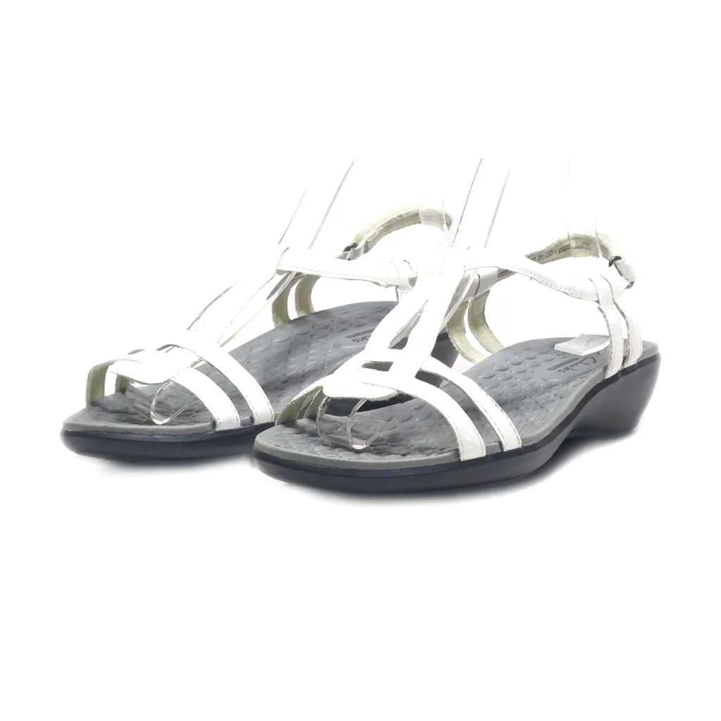 Clarks Platform Sandals Leather White Colour For Women