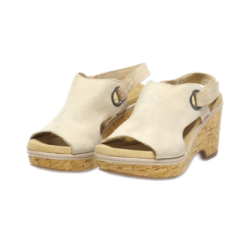 Clarks Platform Sandals Suede Beige Colour For Women