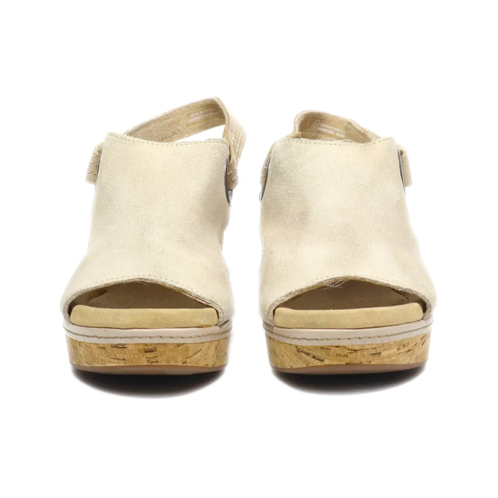 Clarks Platform Sandals Suede Beige Colour For Women