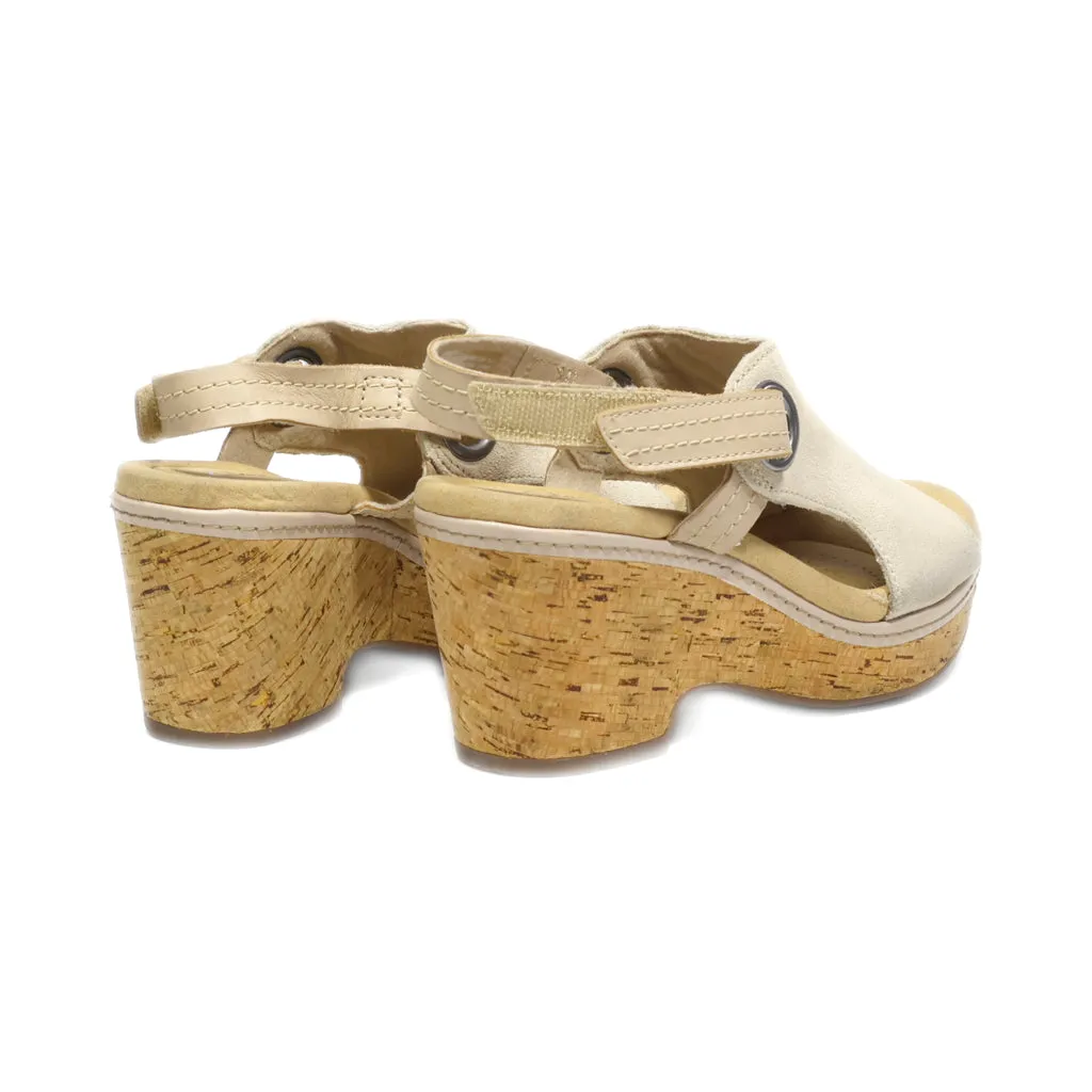 Clarks Platform Sandals Suede Beige Colour For Women