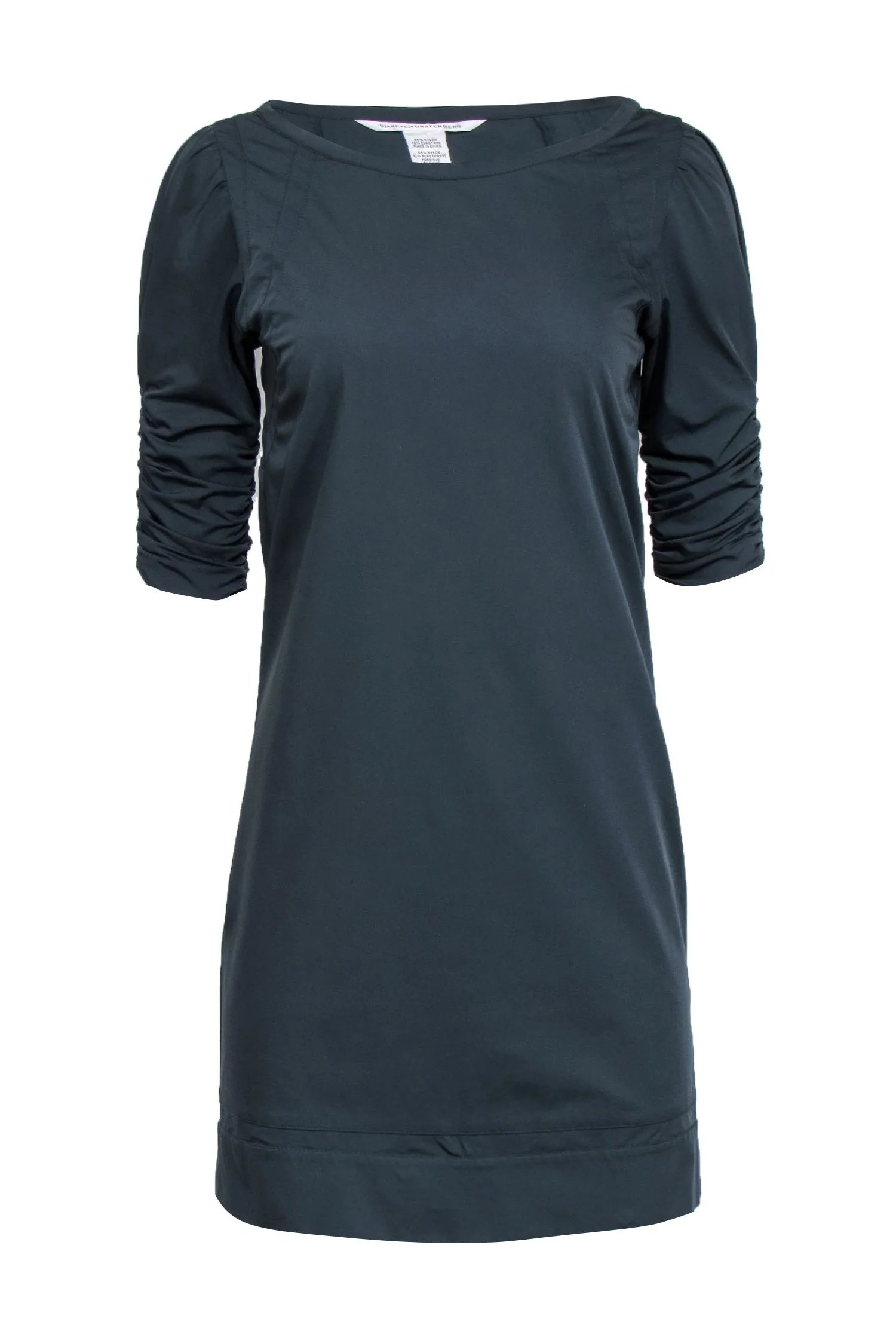 Diane von Furstenberg - Dark Grey Dress w/ Ruched Short Sleeves Sz 4