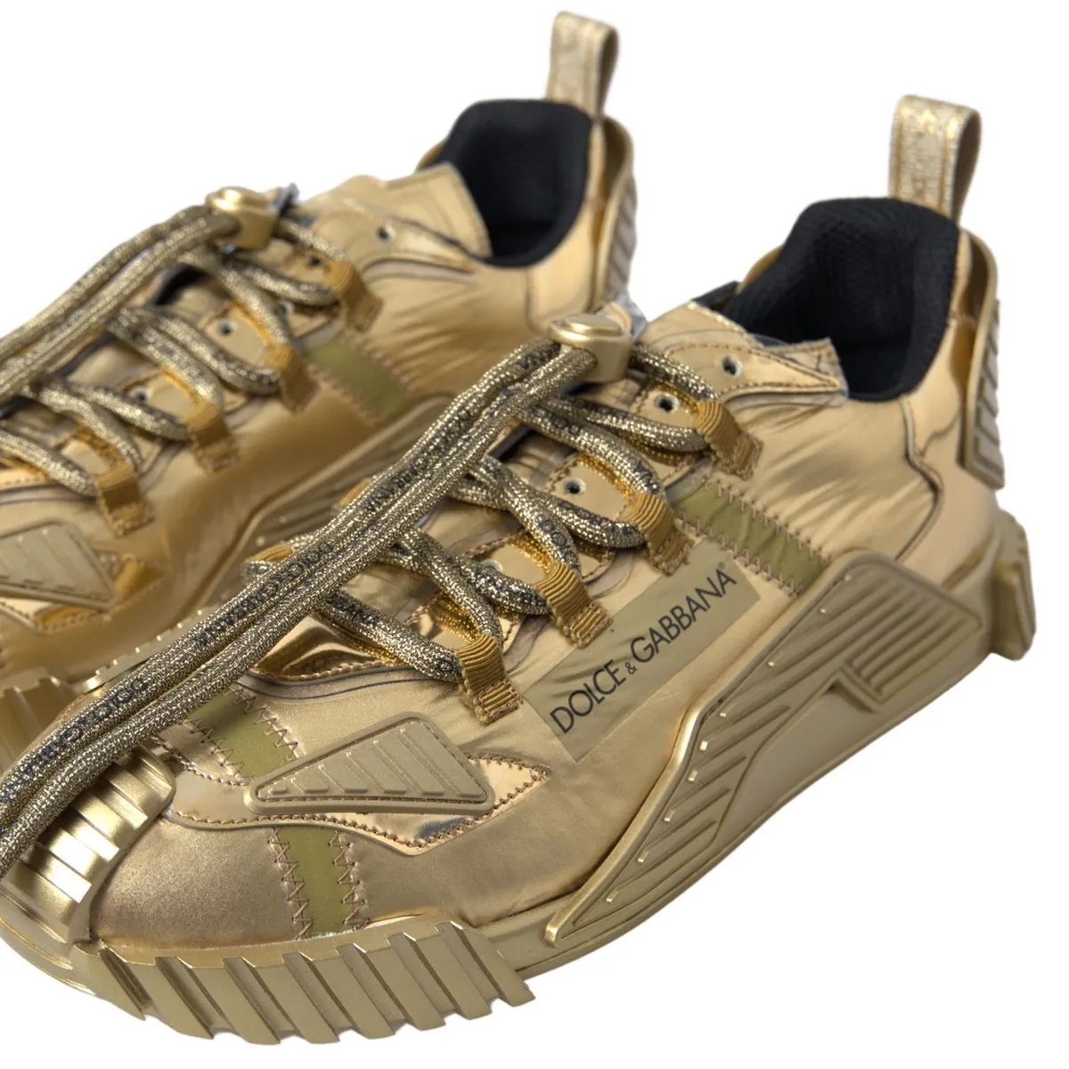 Dolce & Gabbana Elegant Gold Lace-Up NS1 Sneakers