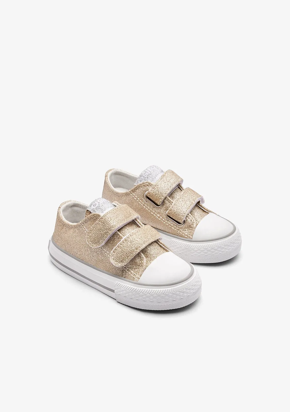 Gold Glitter Straps Low Sneakers