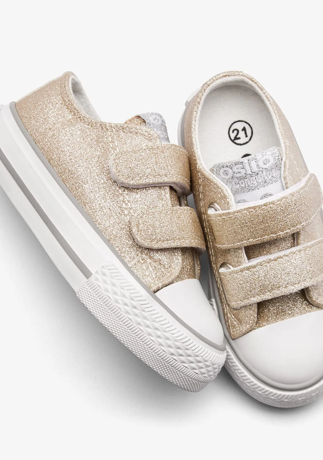 Gold Glitter Straps Low Sneakers