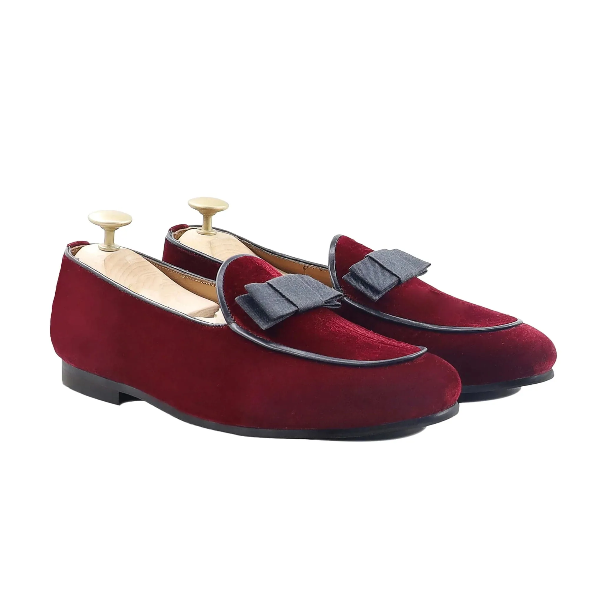 Handmade Custom Mehroon Suede Leather Mens Loafers