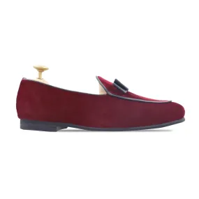 Handmade Custom Mehroon Suede Leather Mens Loafers