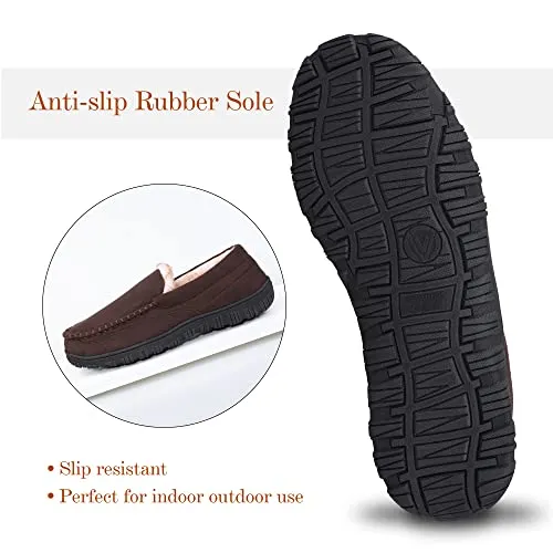 Harebell Slippers for Men Men's Memory Foam Moccasin Slippers Indoor Outdoor Bedroom Slipper Brown 11 M US