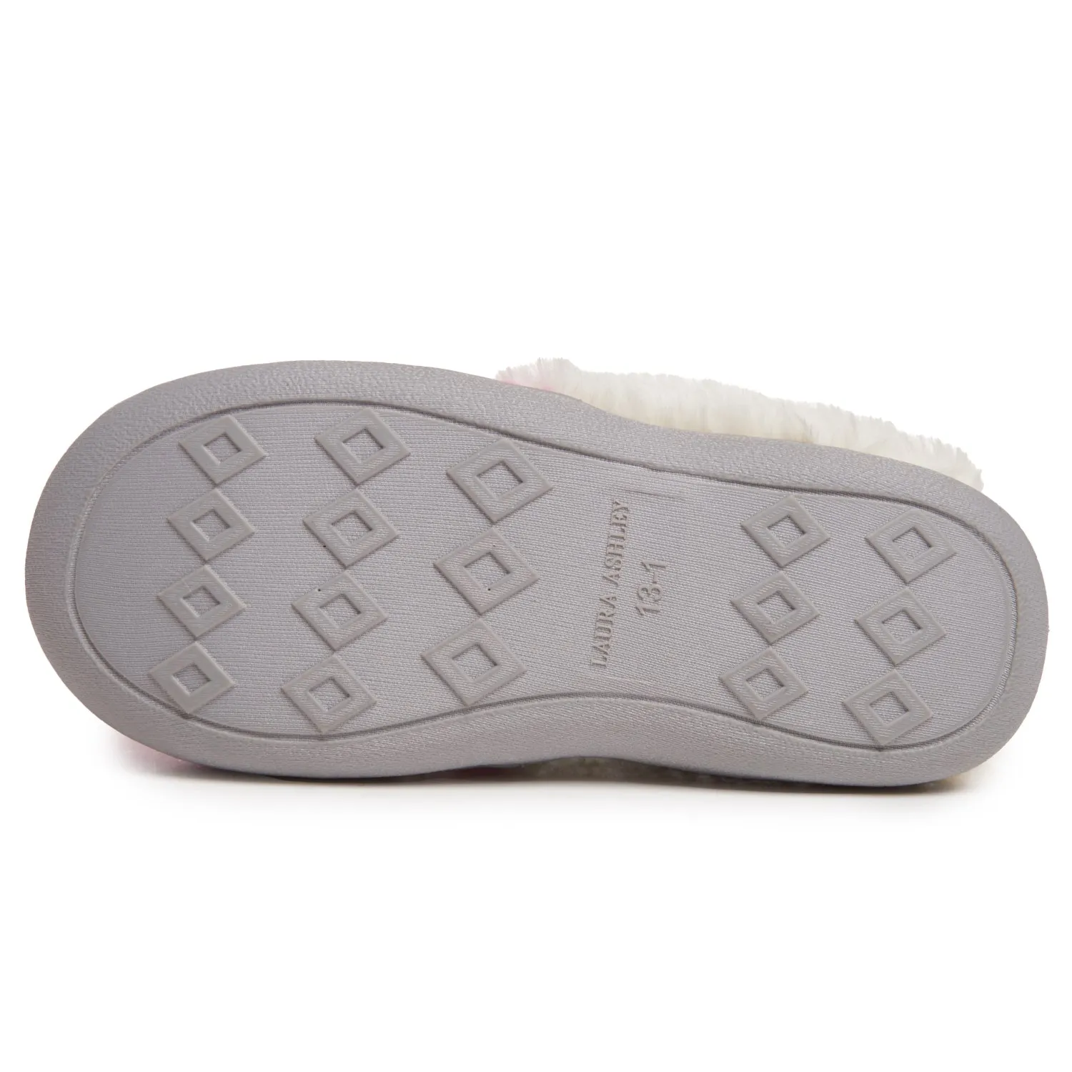 Laura Ashley Girl's Box Stitch Knit Clog Slippers with Pom Poms