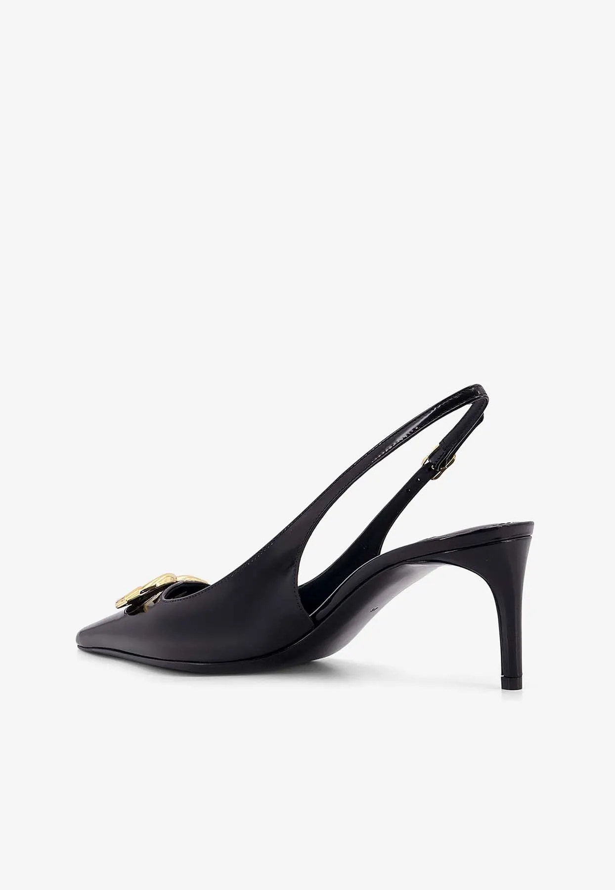 Lollo 60 DG Logo Slingback Pumps in Polished Leather