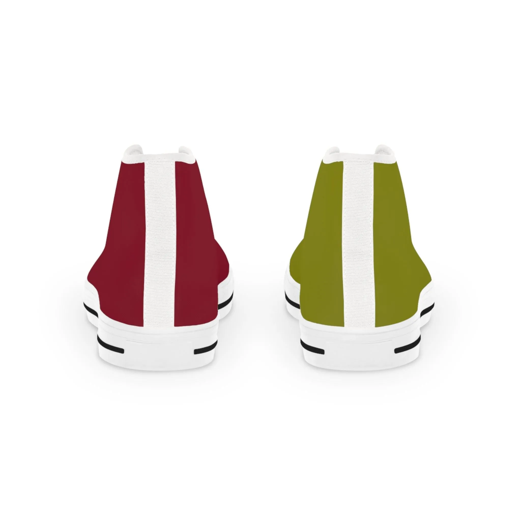 Men's Burgundy & Olive Mismatched High Top Sneakers