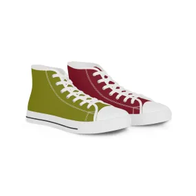 Men's Burgundy & Olive Mismatched High Top Sneakers