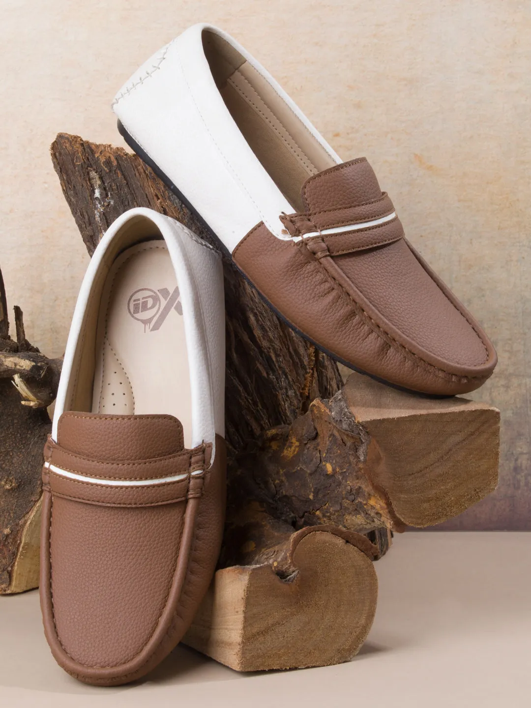 Men's Tan White Multi Color Loafer (IX4106)