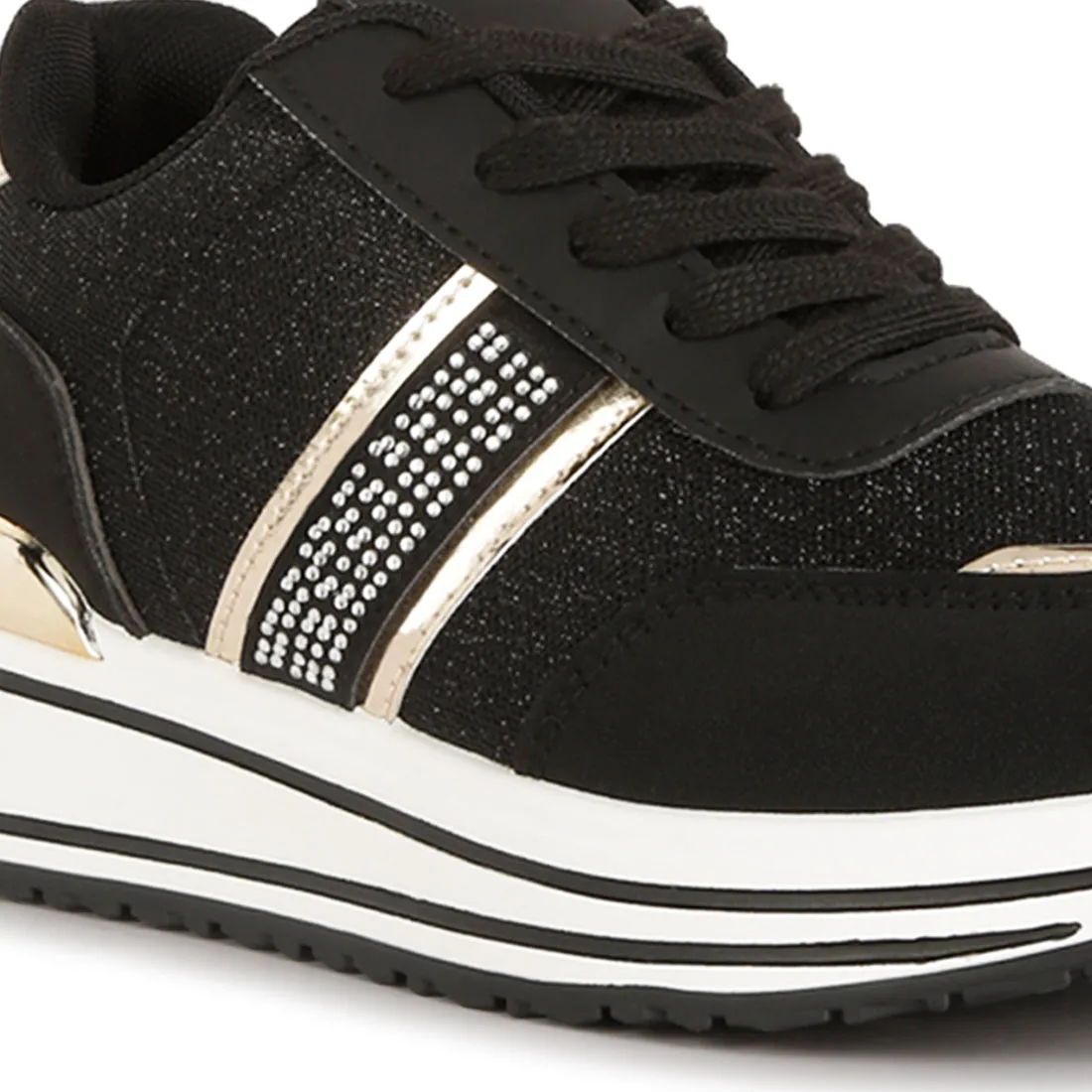 Metallic Panel Platform Sneakers