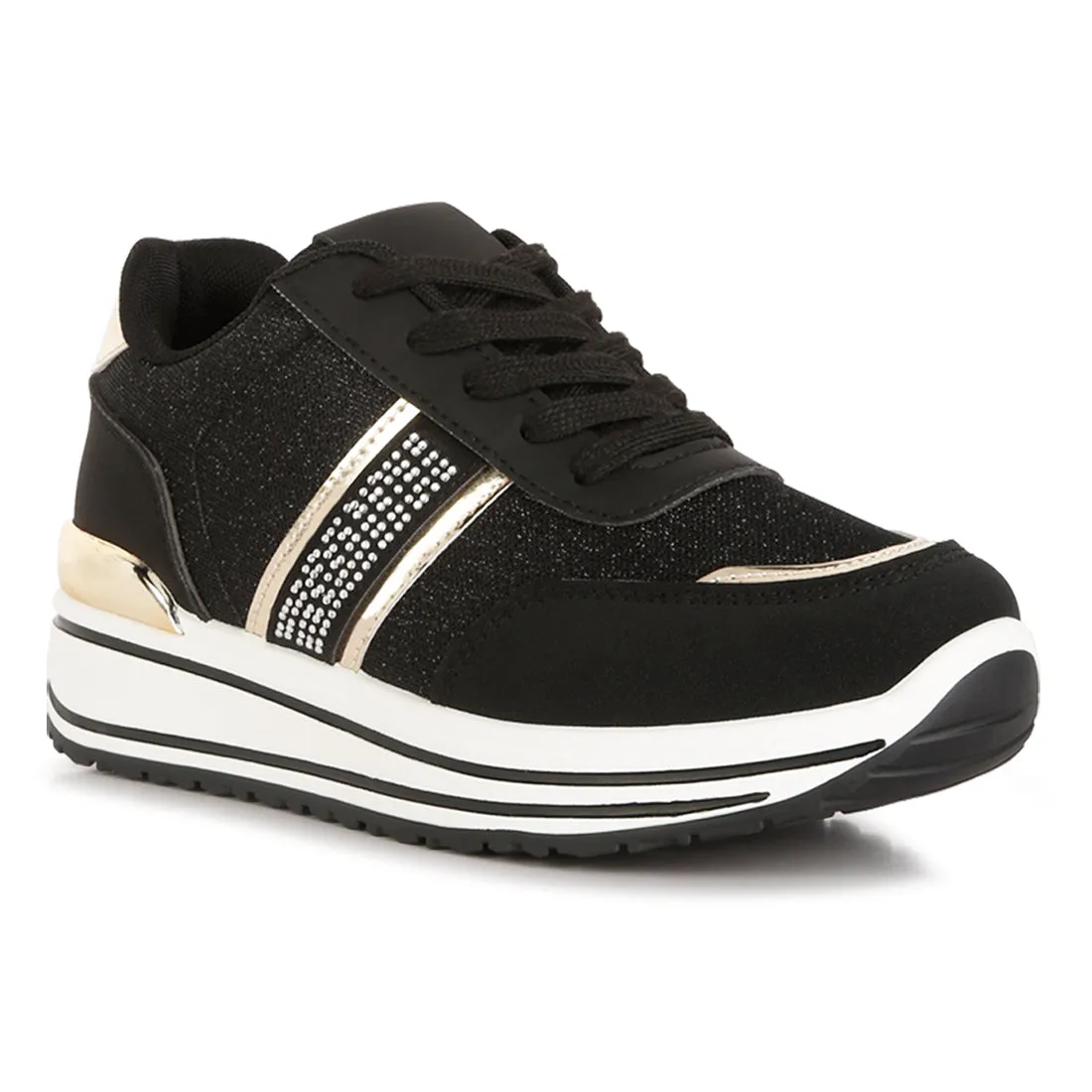 Metallic Panel Platform Sneakers