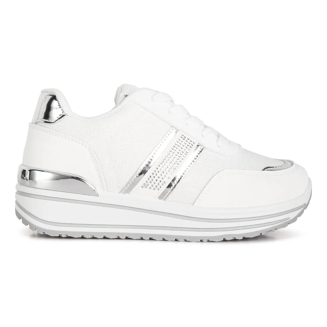 Metallic Panel Platform Sneakers