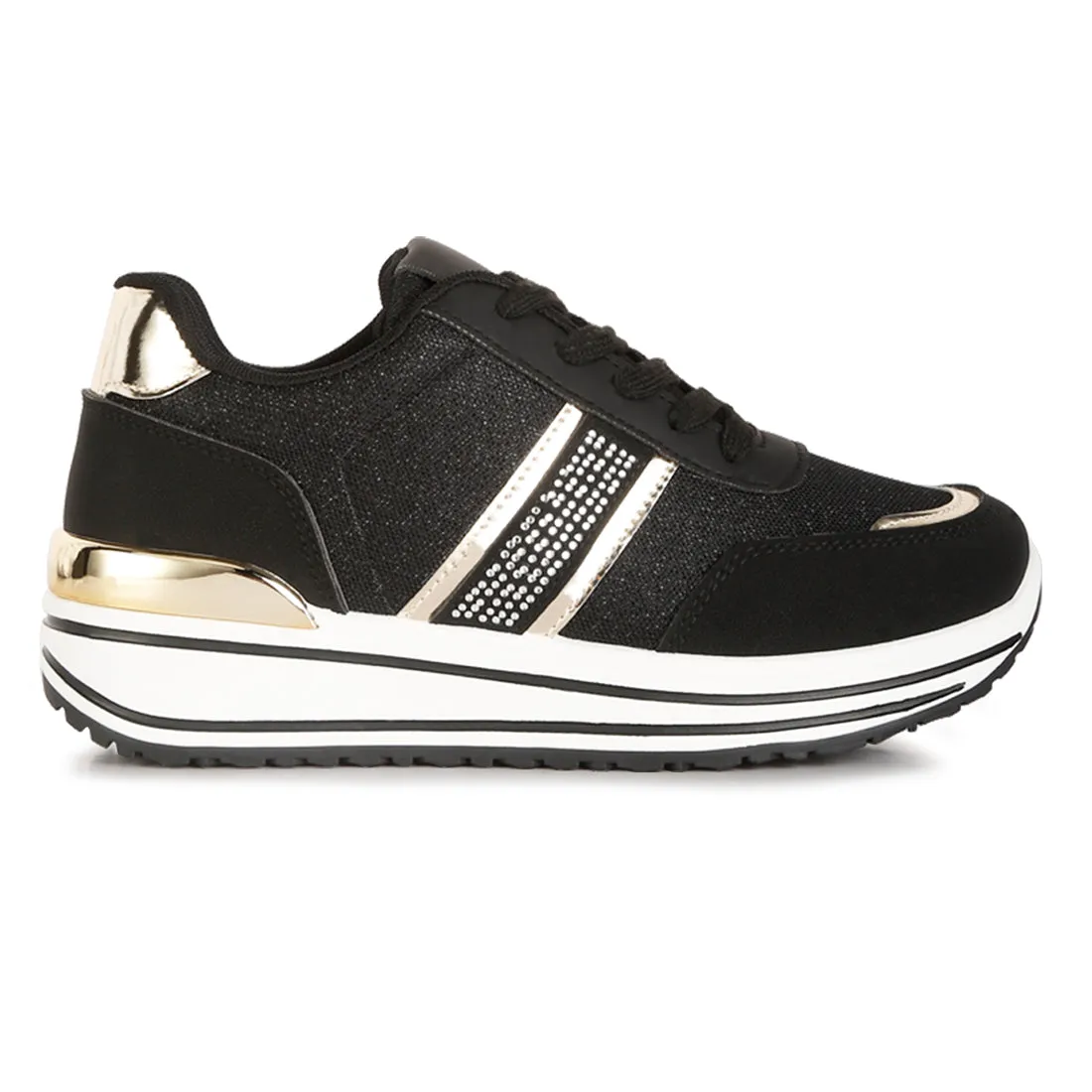 Metallic Panel Platform Sneakers