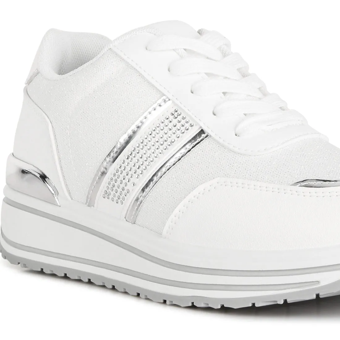 Metallic Panel Platform Sneakers