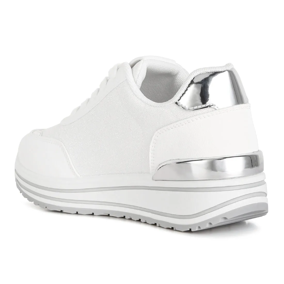 Metallic Panel Platform Sneakers