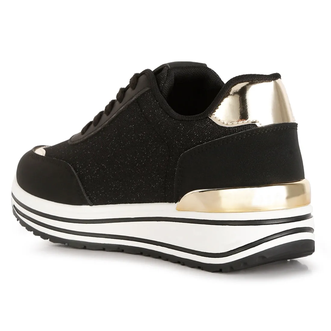 Metallic Panel Platform Sneakers