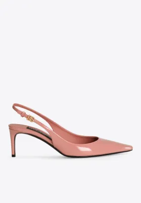 Mun 90 Polished Leather Slingback Pumps