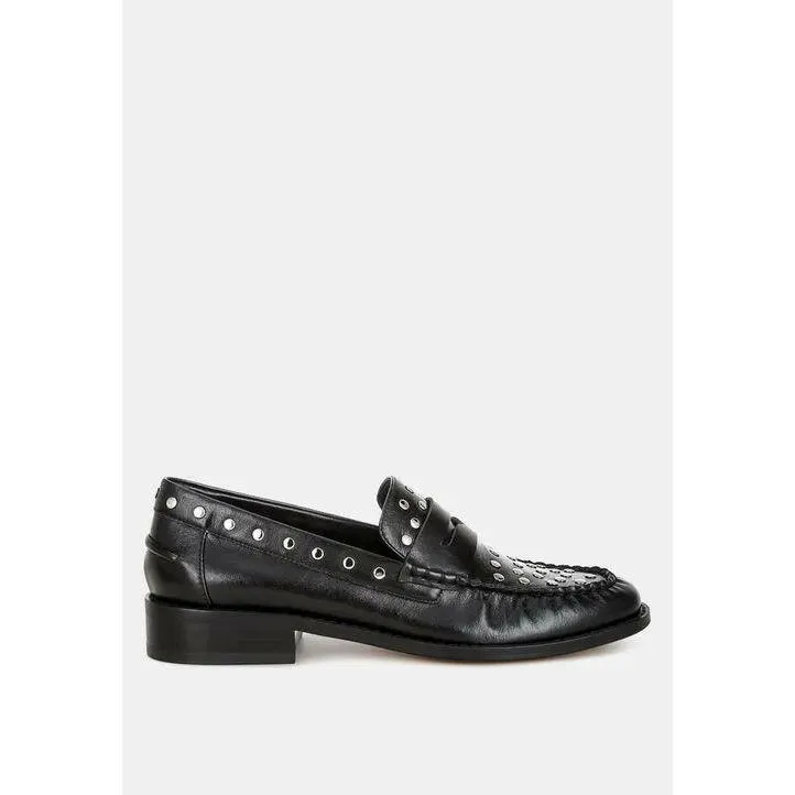Oglavia Studs Embellished Leather Loafers