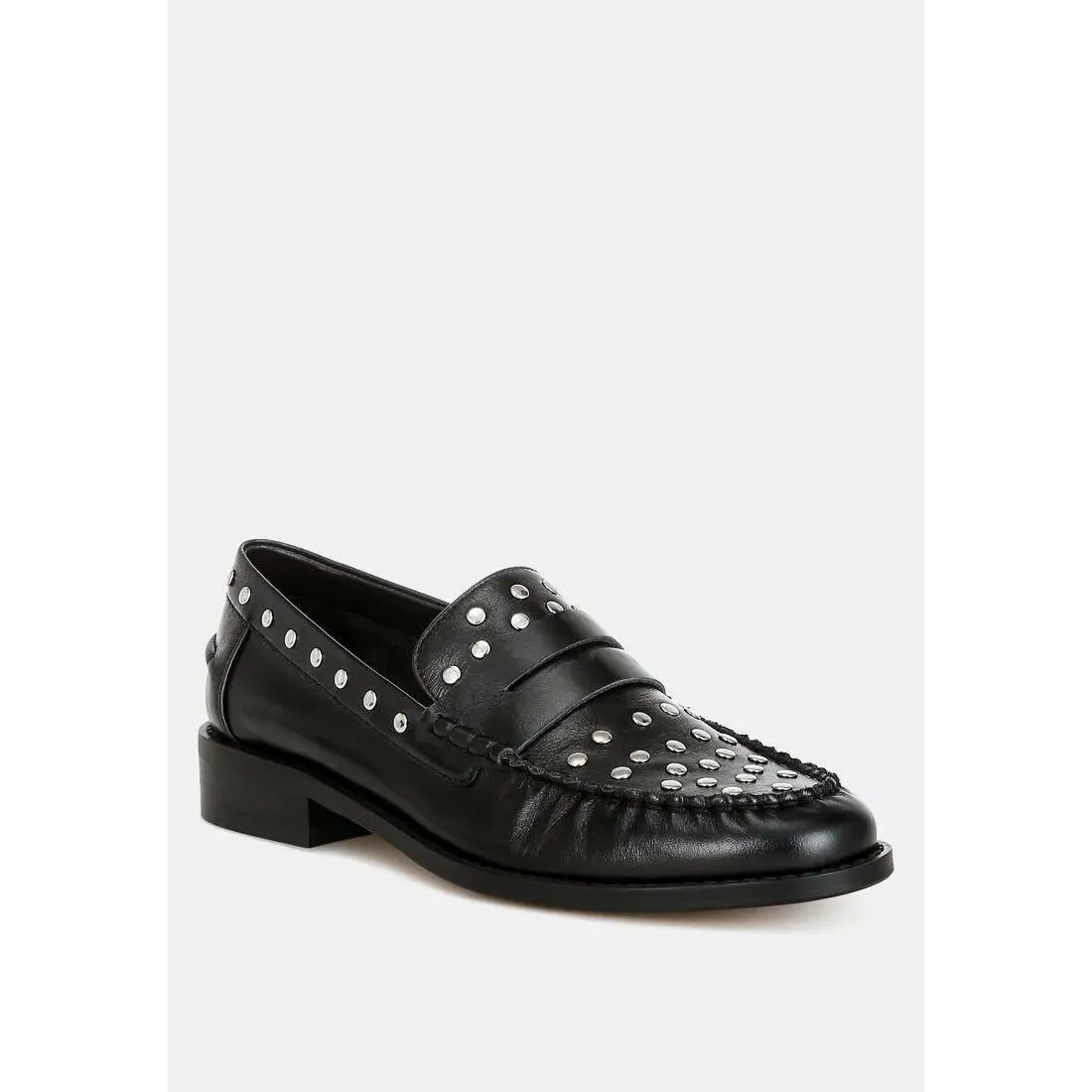 Oglavia Studs Embellished Leather Loafers