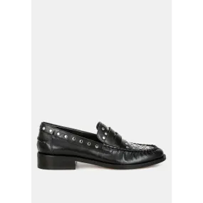 Oglavia Studs Embellished Leather Loafers
