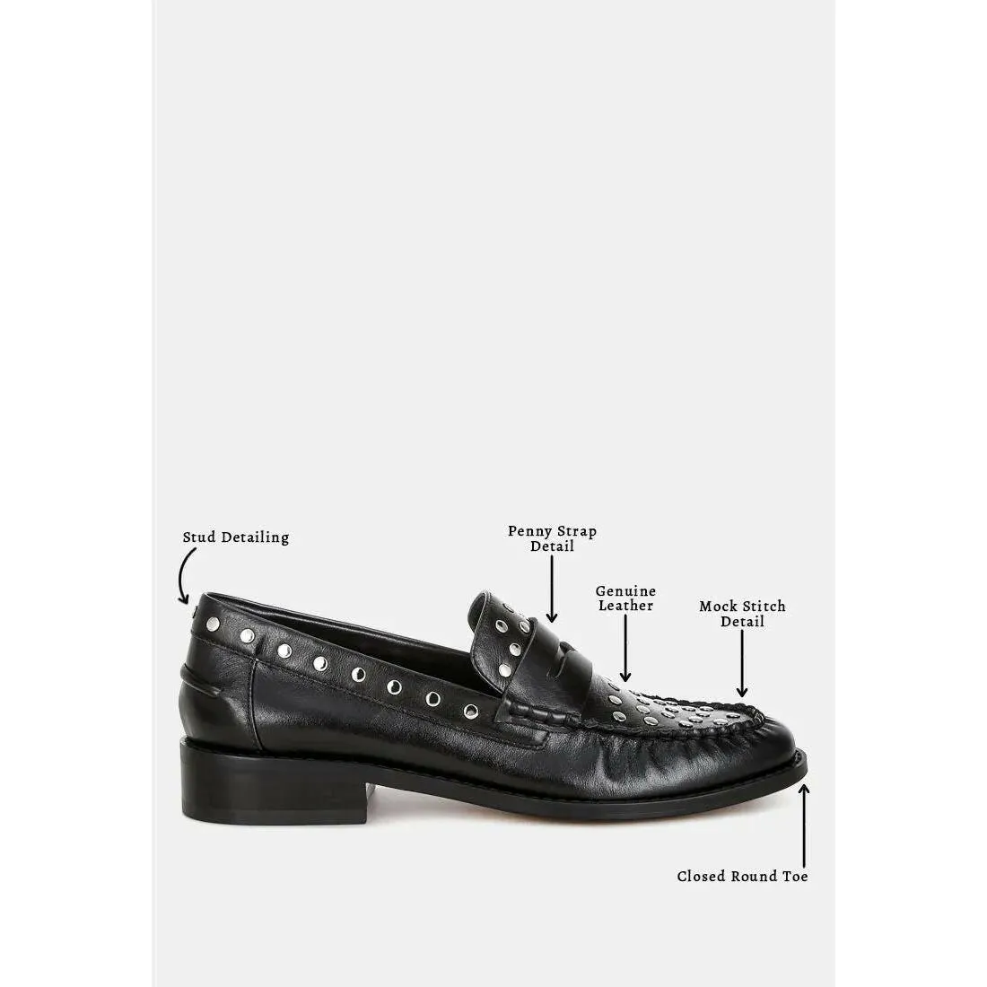 Oglavia Studs Embellished Leather Loafers