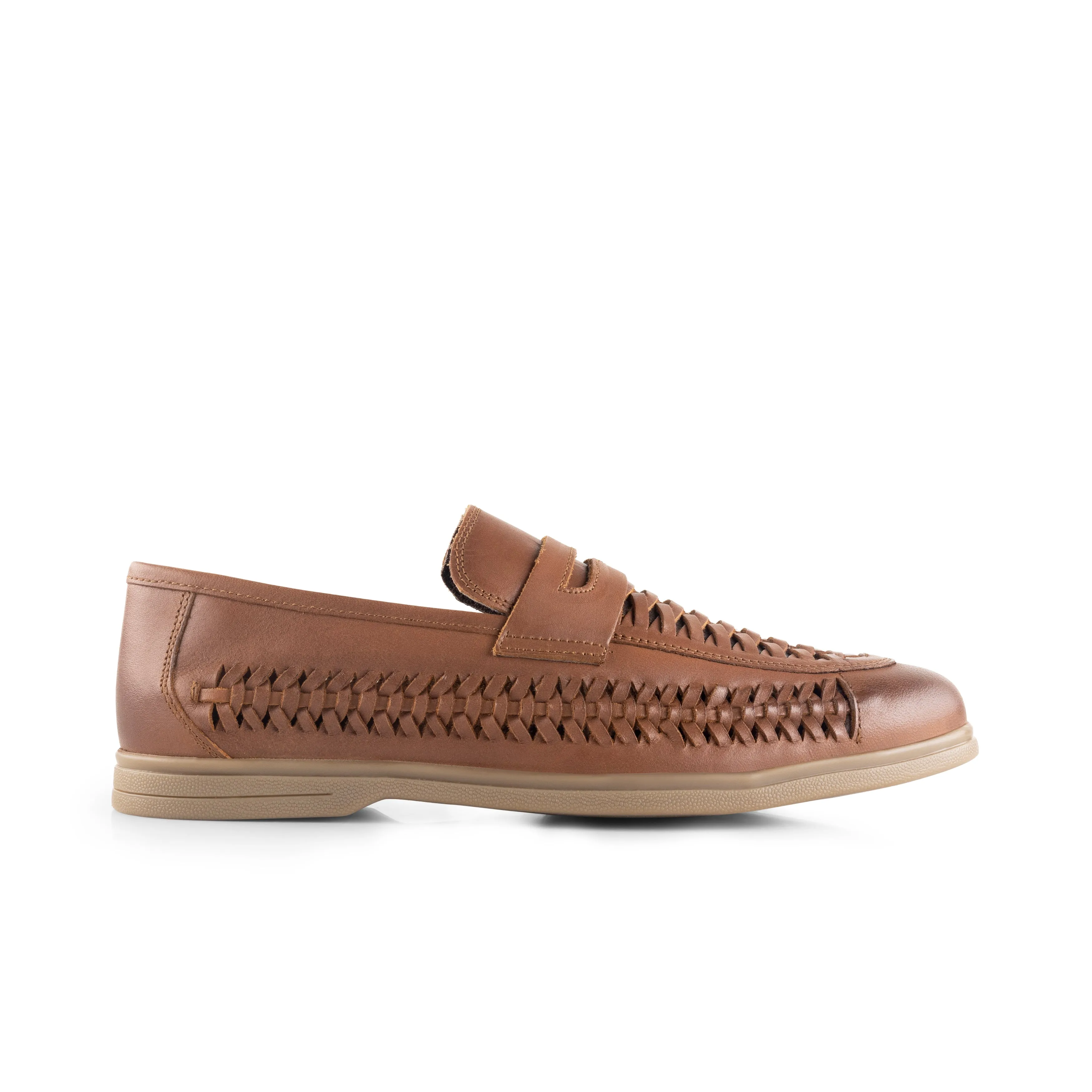 Perth Leather Woven Loafer - Brown
