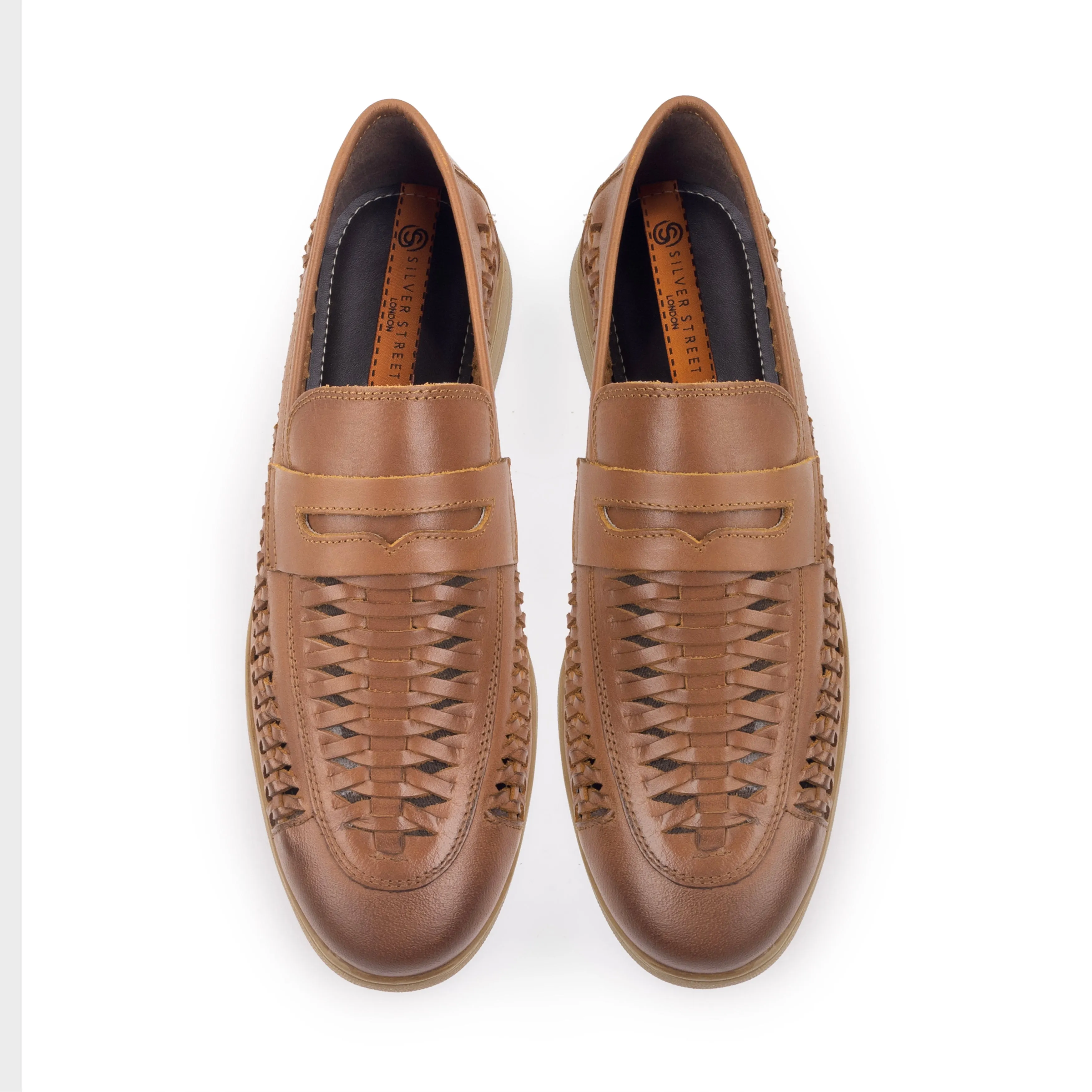 Perth Leather Woven Loafer - Brown