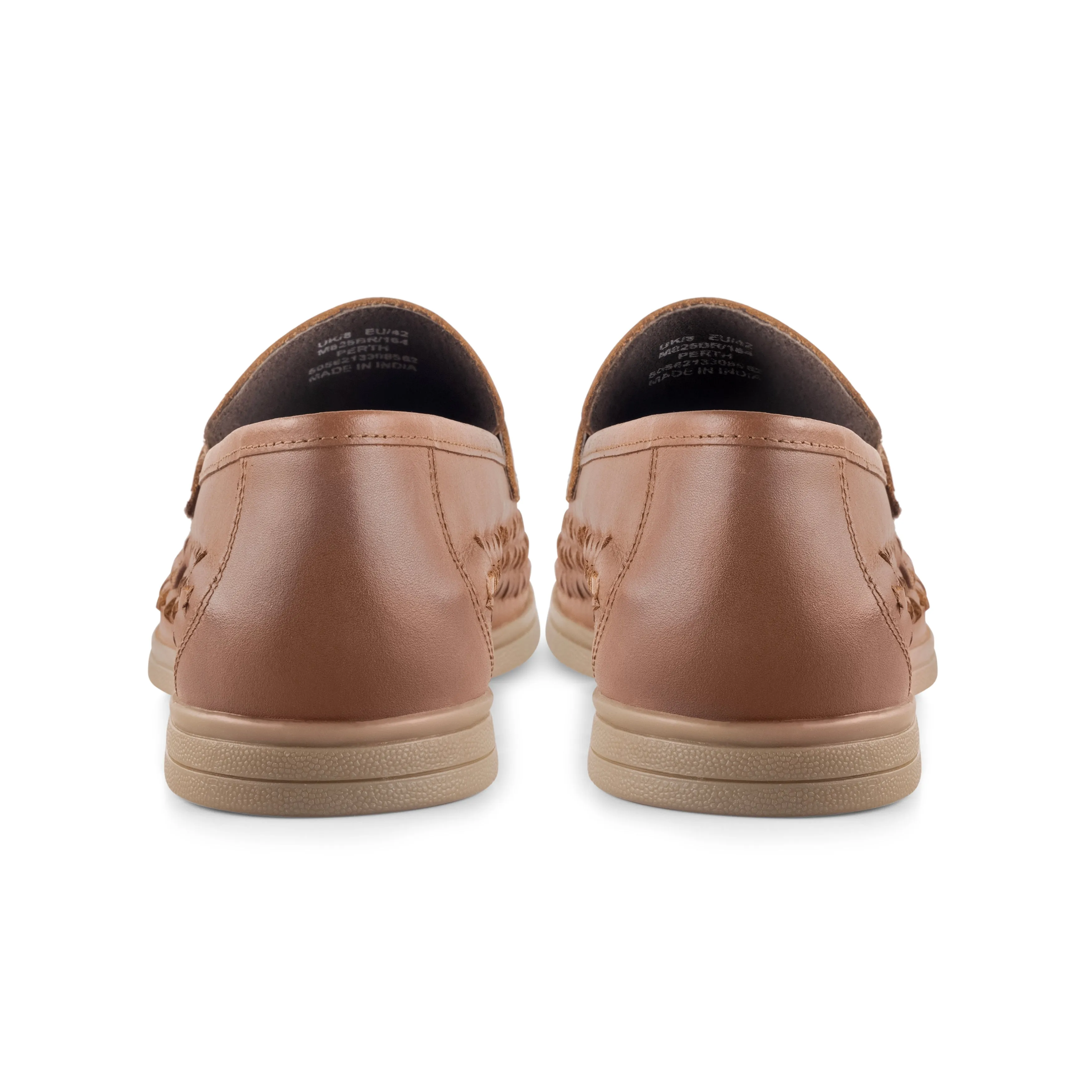 Perth Leather Woven Loafer - Brown