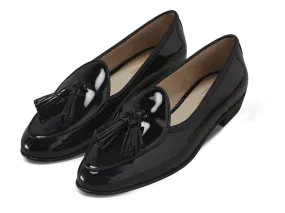 Sagan Tassel Loafers in Black Patent