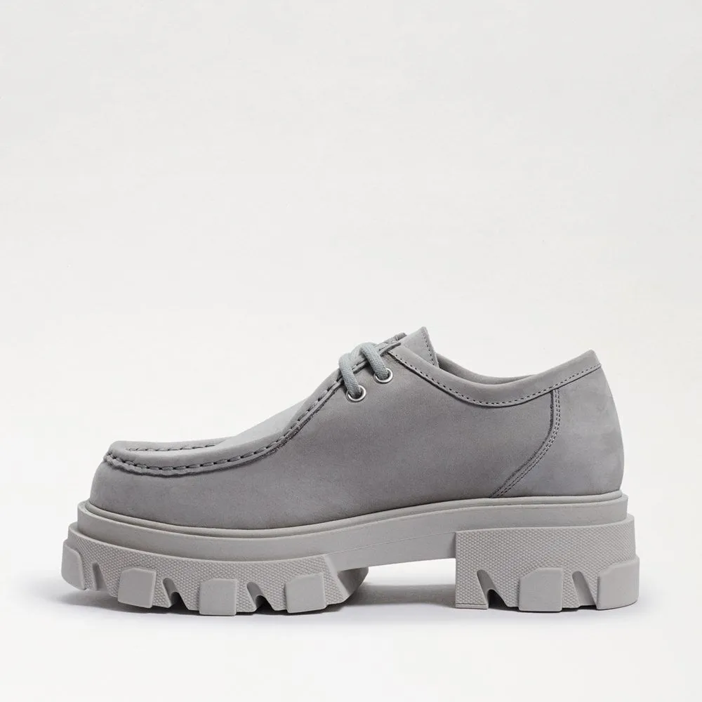 Sam Edelman Danice Alloy Light Grey Chunky Block Heel Lug Sole Slip On Loafers