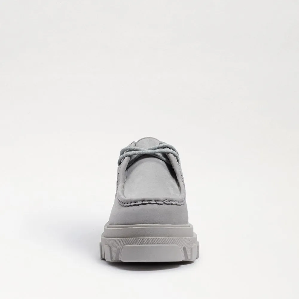 Sam Edelman Danice Alloy Light Grey Chunky Block Heel Lug Sole Slip On Loafers