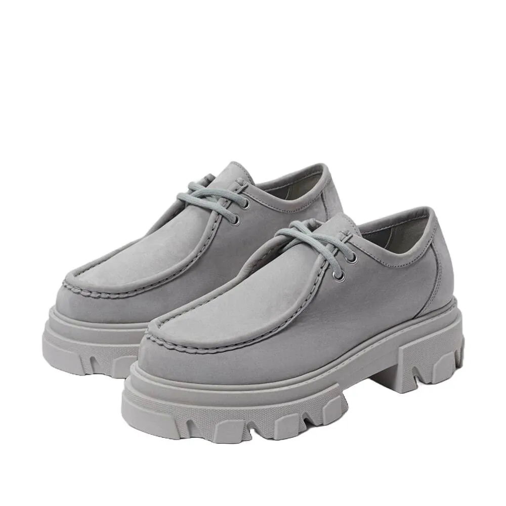 Sam Edelman Danice Alloy Light Grey Chunky Block Heel Lug Sole Slip On Loafers