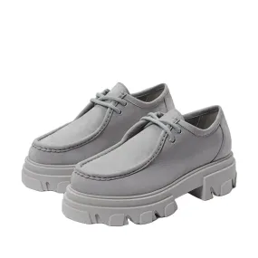 Sam Edelman Danice Alloy Light Grey Chunky Block Heel Lug Sole Slip On Loafers