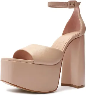 Schutz Lenne/Elsie Sweet Rose Ankle Strap Open Toe Block Heel Platform Sandals