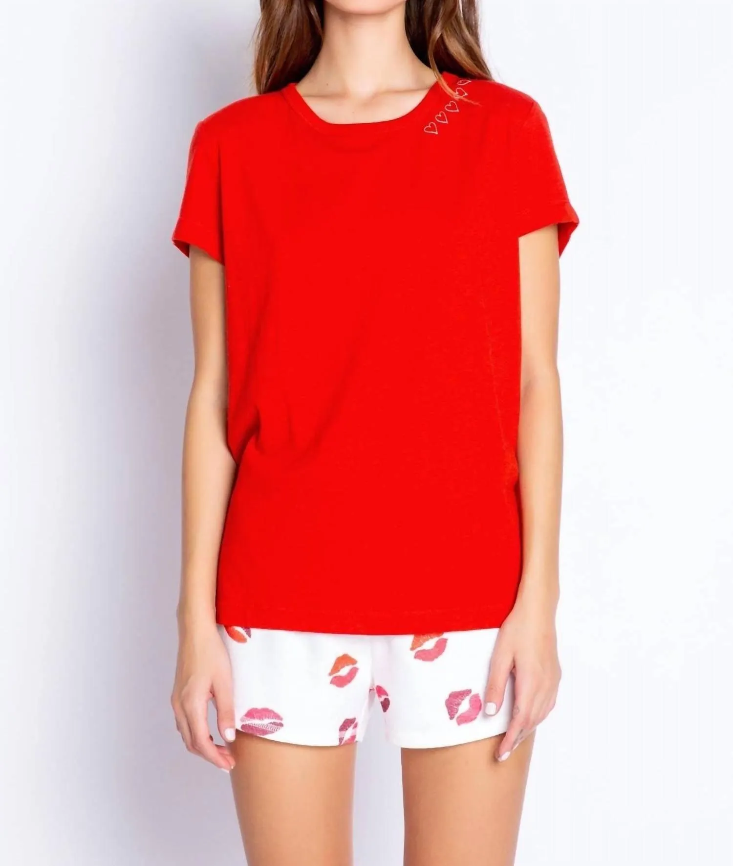 Sealed With a Kiss Short Sleeve Tee in Red Hot