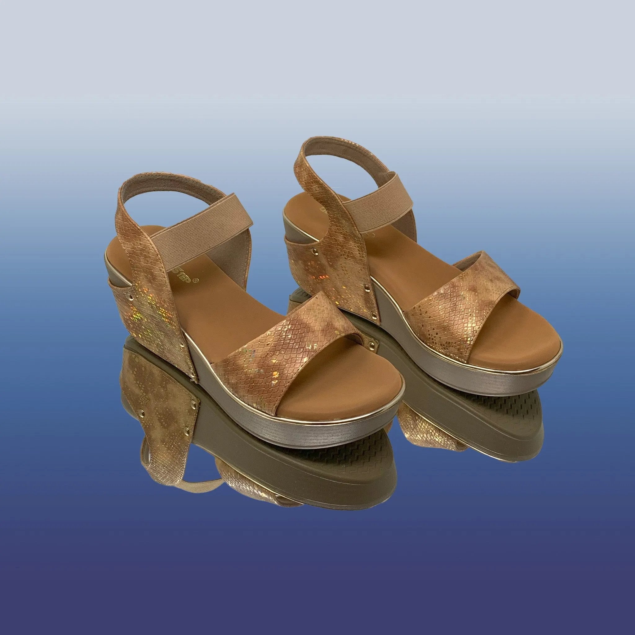 Shimmer Finish Platform Sandals