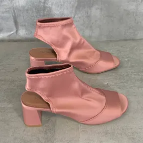 TOPSHOP Pink Satin Stretch Peekaboo Disco Chic Sandals SZ 8.5
